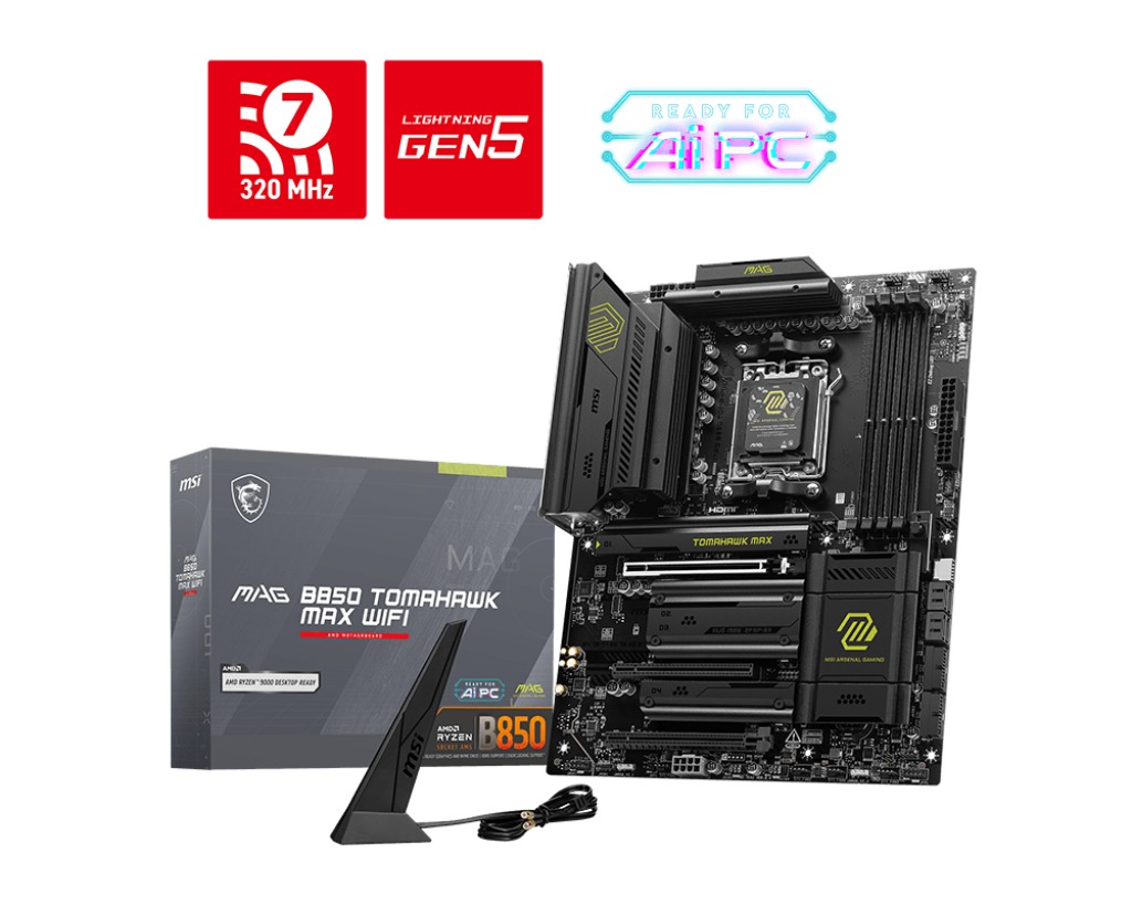 Pllakë amë MSI MAG B850 TOMAHAWK MAX WIFI, AMD B850, Socket AM5, ATX, e zezë