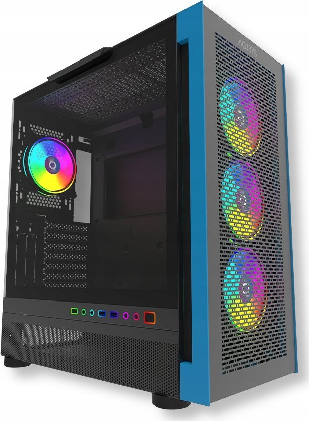 Karcera PC Aqirys Sargas Mid Tower, xham i temperuar, kontrollues ventilatorësh, e zezë