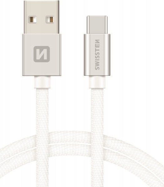 Kabllo karikimi SWISSTEN USB në USB C, 1.2m, e argjendtë