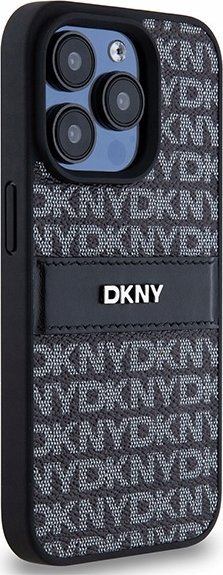 Маска за телефон DKNY PU кожа Repeat Pattern, за iPhone 15 Pro Max, црна