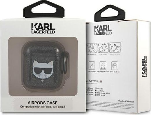 Mbulesë mbrojtëse për kufje Karl Lagerfeld KLA2UCHGK Glitter Choupette, për AirPods 1 dhe 2, gri