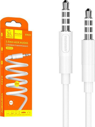 Аудио стерео кабел Denmen DX02, 3.5 mm приклучок на приклучок, 2 m, бел