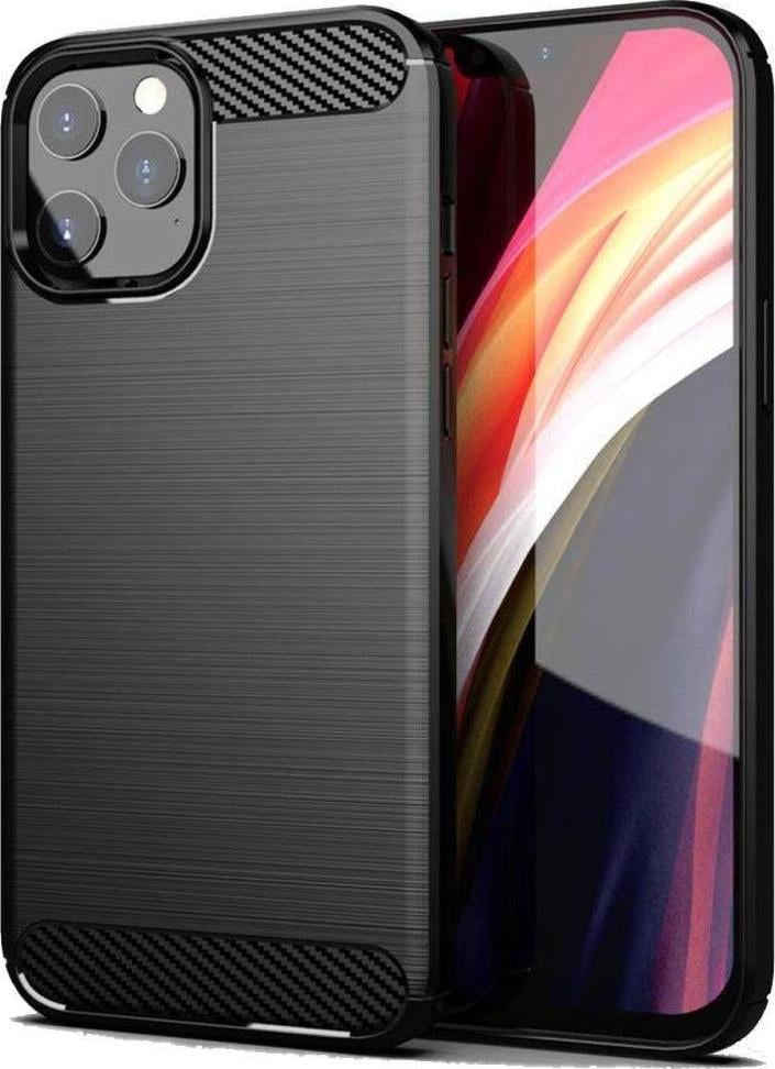 Këllëf telefoni Forcell Carbon për iPhone 13 Pro, silikon, i zi