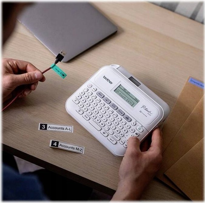 Уред за етикетирање Brother P-touch D410, десктоп, компактен, сив