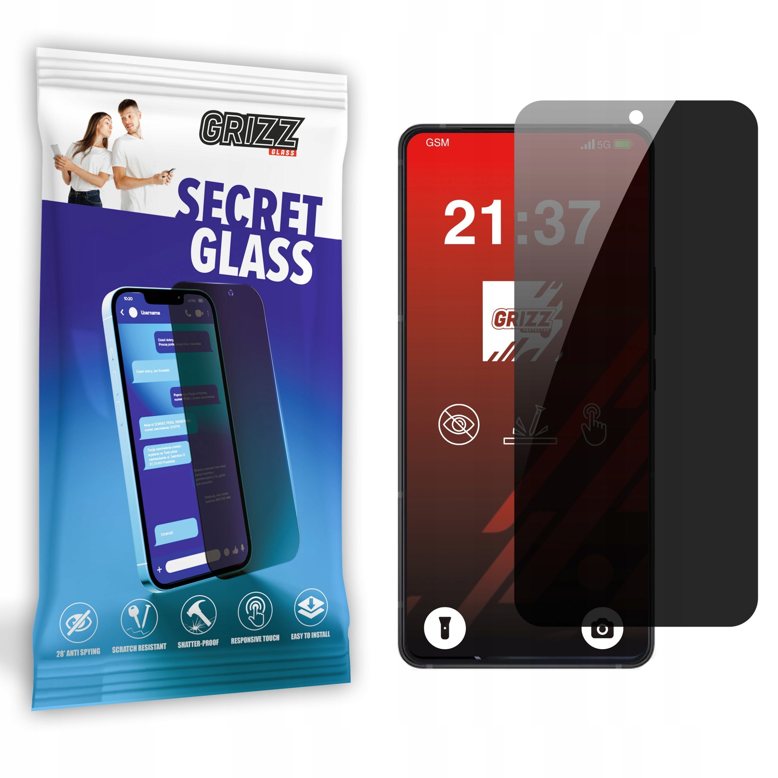 Xham mbrojtës privat Grizz SecretGlass për Asus Zenfone 12 Ultra, privatizues, rezistent ndaj gërvishtjeve, transparent