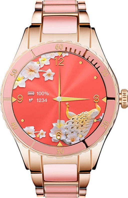 Smartwatch për gra Rubicon RNCE82, IP67, Bluetooth, rozë e artë