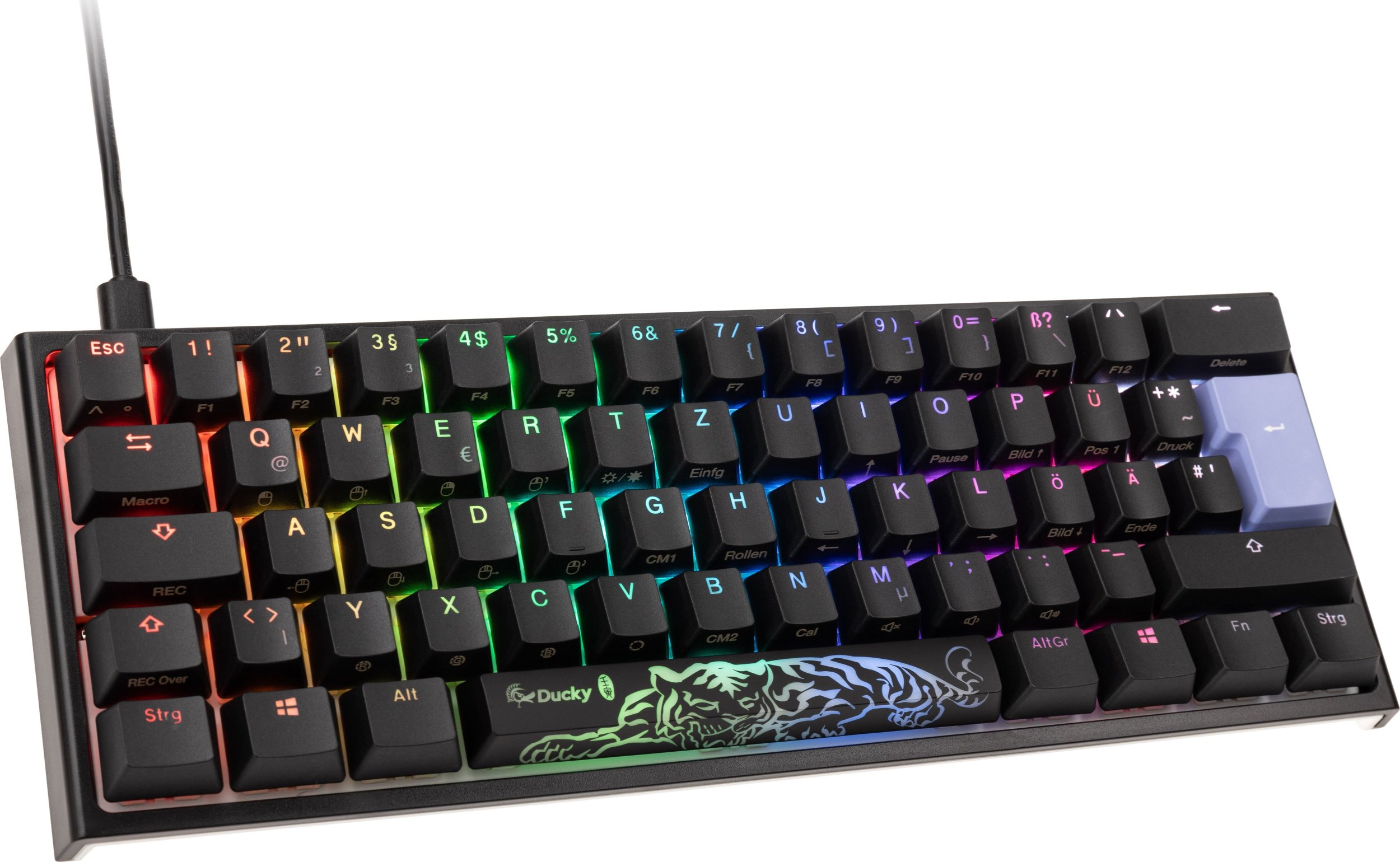 Tastierë gaming Ducky One 2 Pro Mini, mekanike Cherry MX Silent Red, RGB, e zezë e bardhë