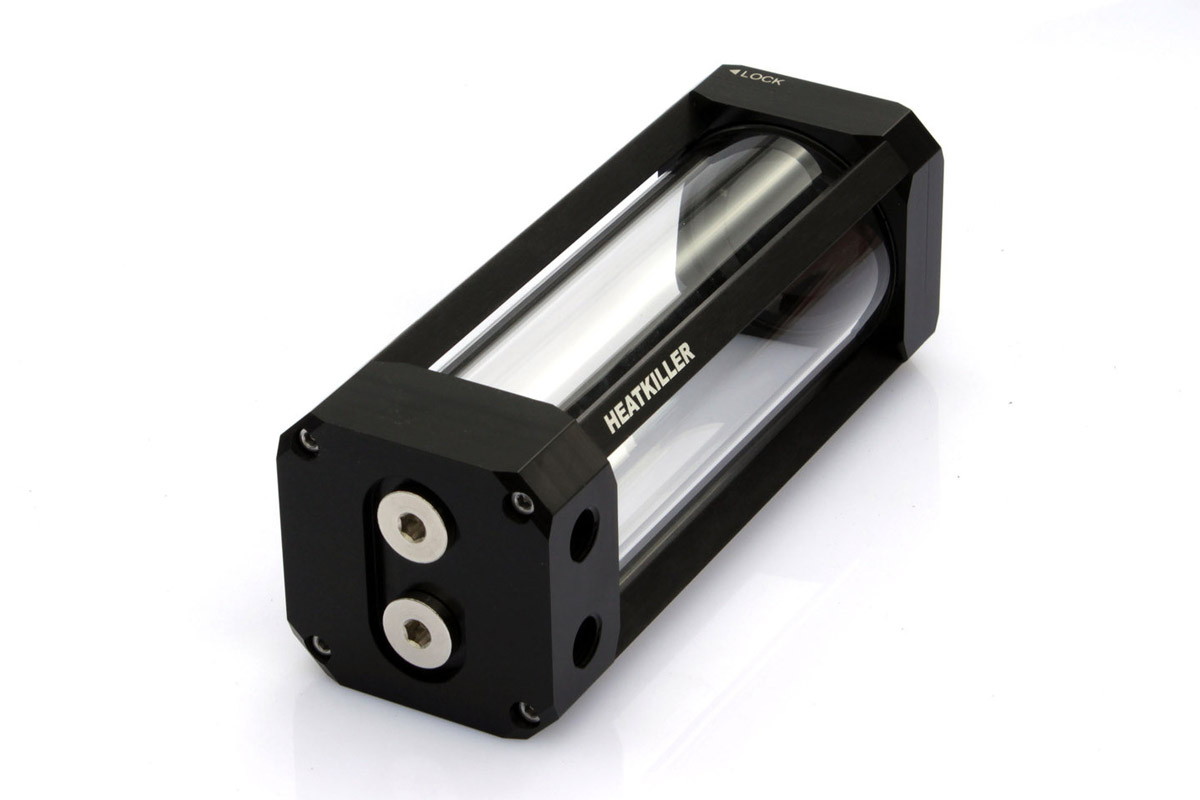 Rezervuar uji Watercool Heatkiller 150mm, tub xhami borosilikat, 375ml, i zi