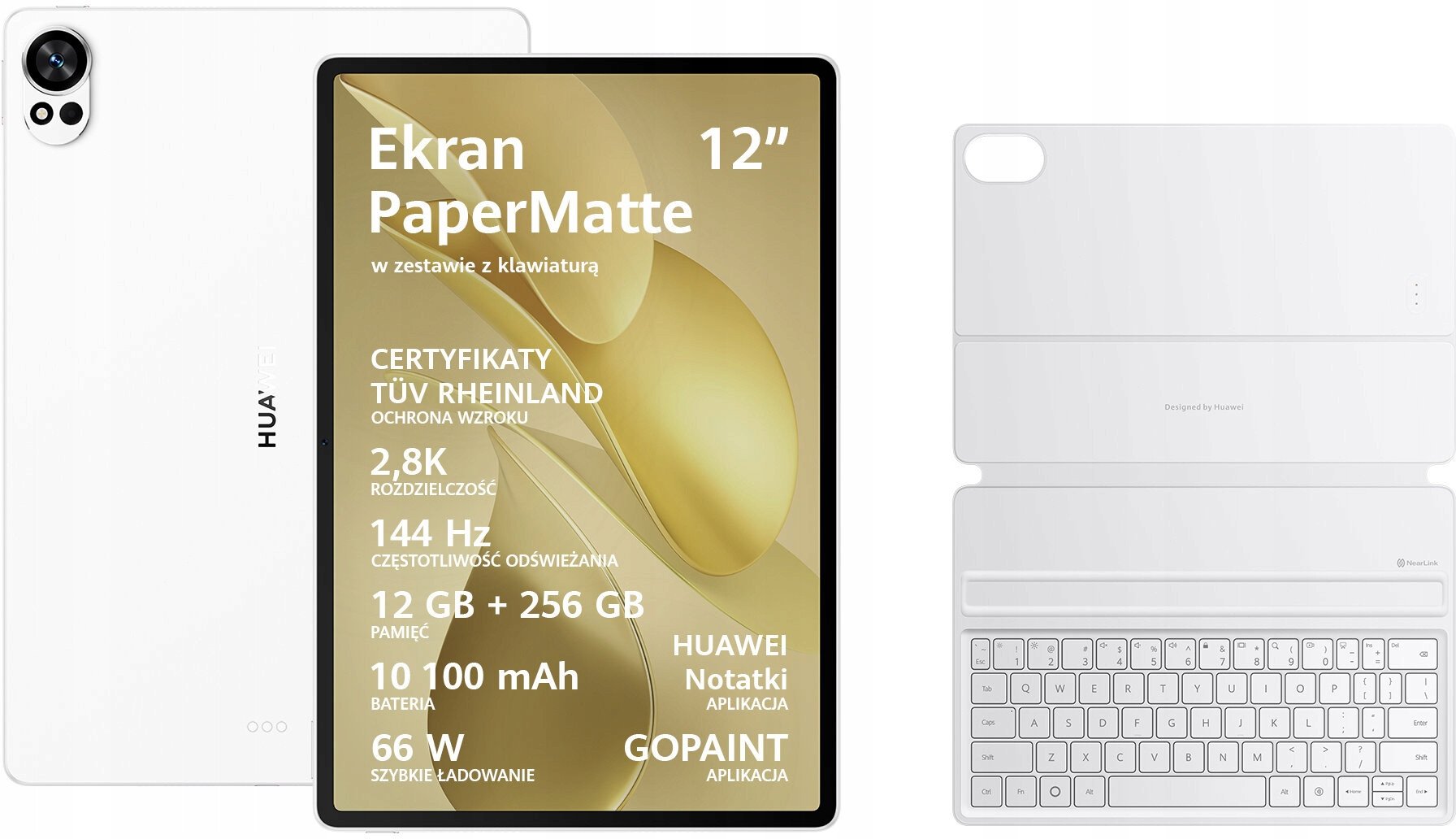 Tablet Huawei MatePad 12 X 2025, 12GB RAM, 256GB, WiFi, i bardhë me tastierë amerikane