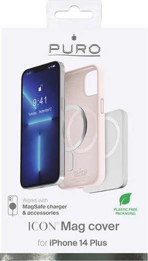 Mbështjellëse telefoni Puro ICON MAG për Apple iPhone 14 Plus, MagSafe, silikoni, rozë Dusty