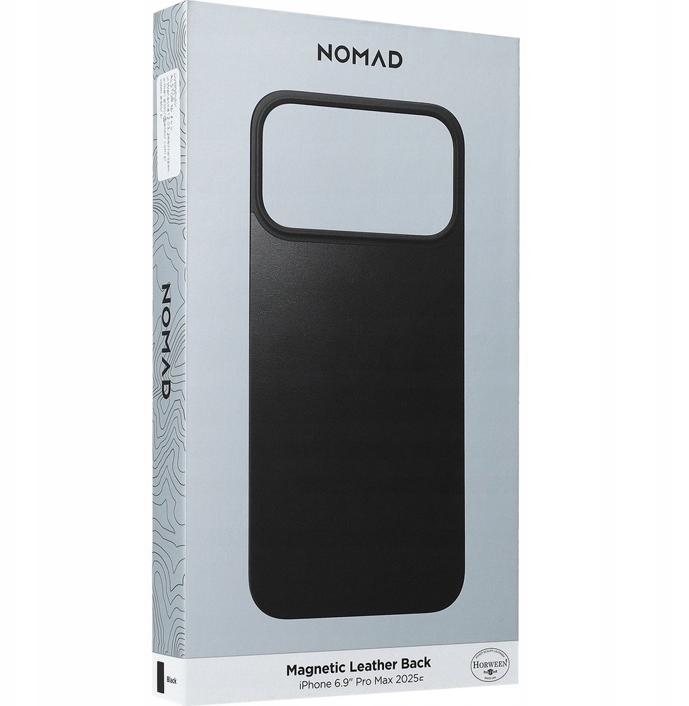 Mbrojtëse magnetike Nomad Leather Back, për iPhone 17 Pro Max, lëkurë Horween, e zezë