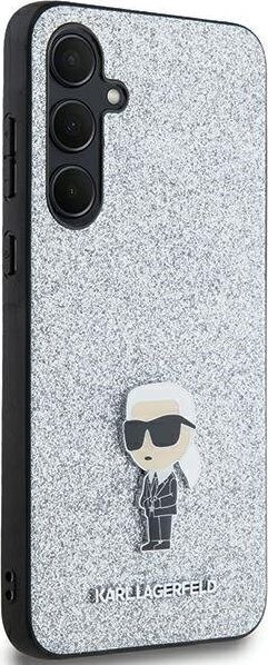 Kapak mbrojtës Karl Lagerfeld KLHCSA35GCNPSG, për Samsung Galaxy A35 A356, hardcase me glitter, argjend