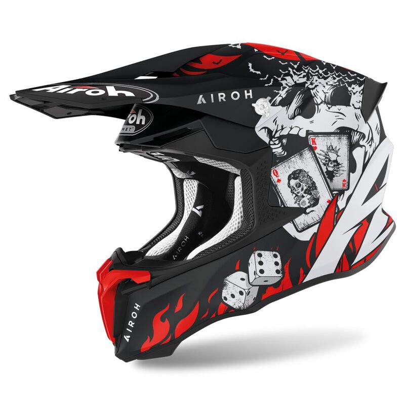 Helmetë motocross Airoh Twist 2.0 Hell, madhësia 2XL, zi bardhë e kuqe