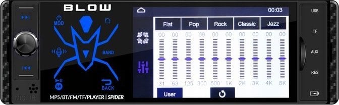Radio makine Blow Spider 4CAL, 4", Bluetooth, RDS RGB, e zezë