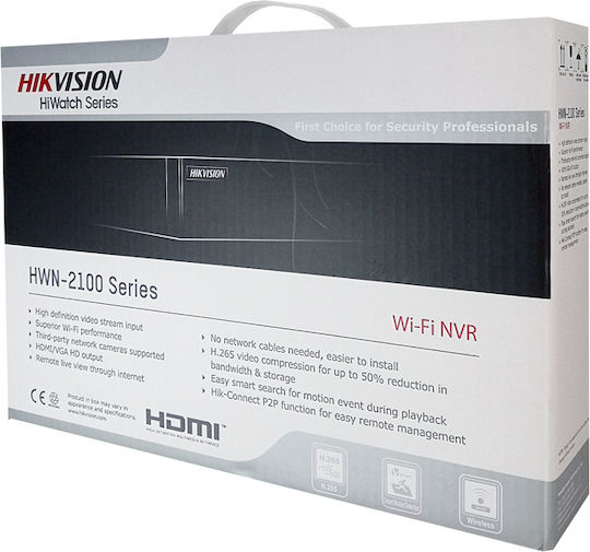 Regjistrues NVR Hikvision HiWatch HWN-2108MH-W, 8 kanale, WiFi, i bardhë