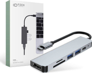 Adapter USB C Tech-Protect V4 6 në 1, HDMI, USB, alumini, gri