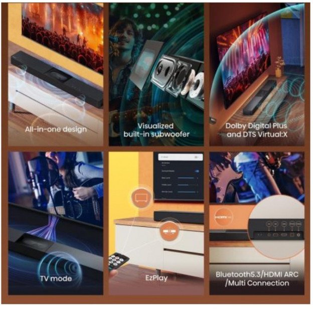 Soundbar Hisense HS2000, 2.1 kanale, 240W, i zi