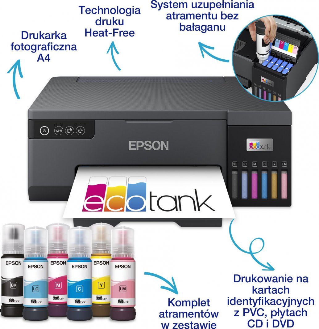 Printer për foto Epson EcoTank L8050 5760 x 1440 DPI 8" x 12" 20x30 cm Wi-Fi, i zi