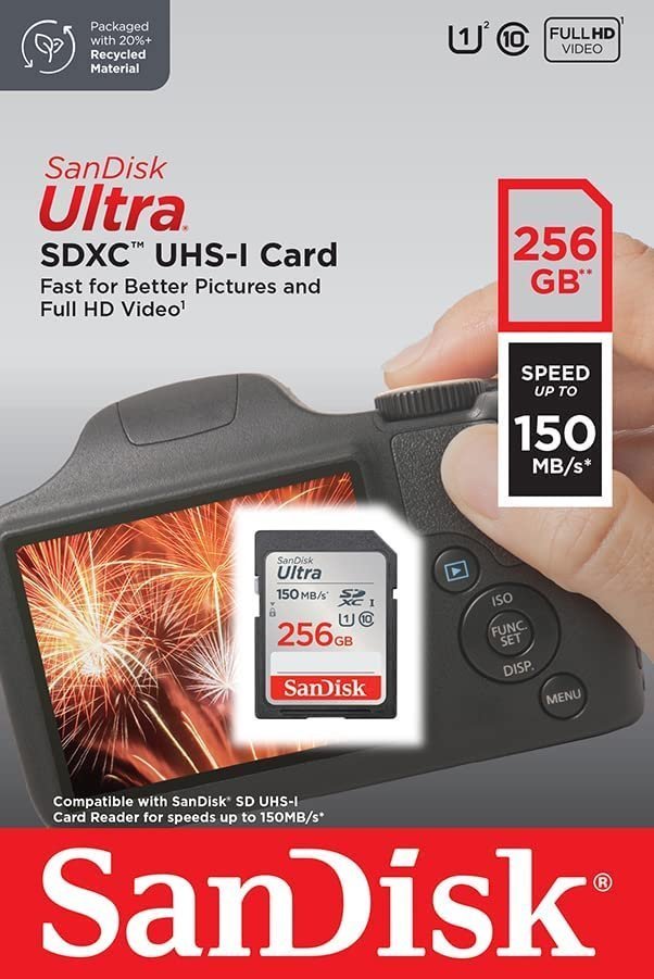 Kartë memorie SanDisk Ultra SDXC, 256GB, Class 10 UHS-I U1, e zezë