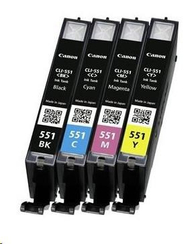 Set i ngjyrave për printer Canon CLI-551, 300 faqe, kaltër/verdhë/vjollcë/zezë