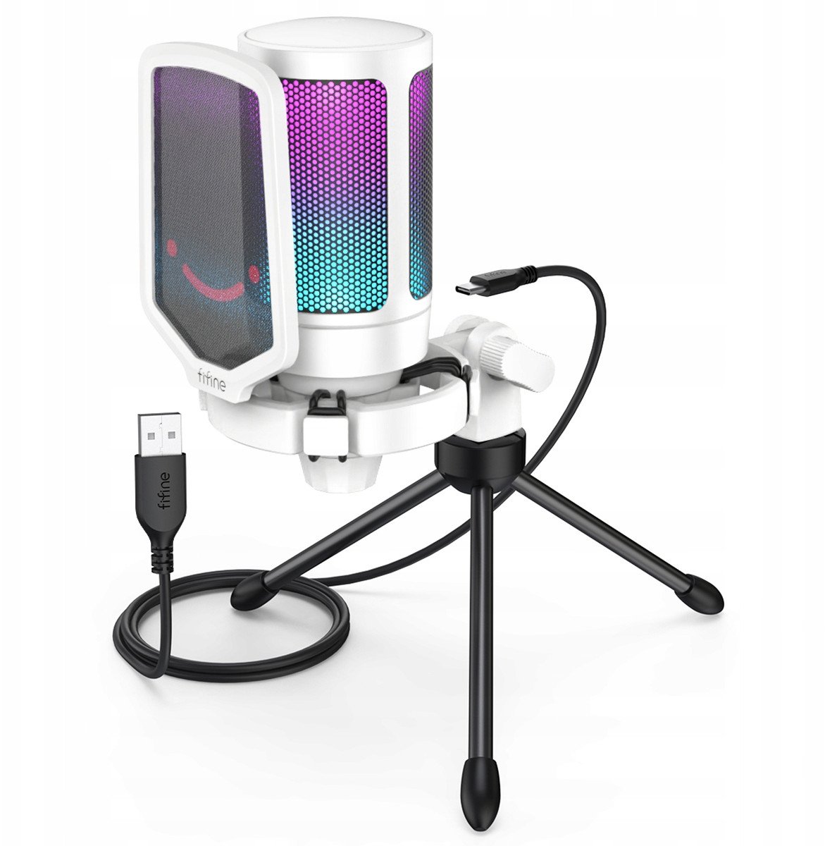 Mikrofon gaming Fifine AmpliGame A6VW, USB, RGB, i bardhë