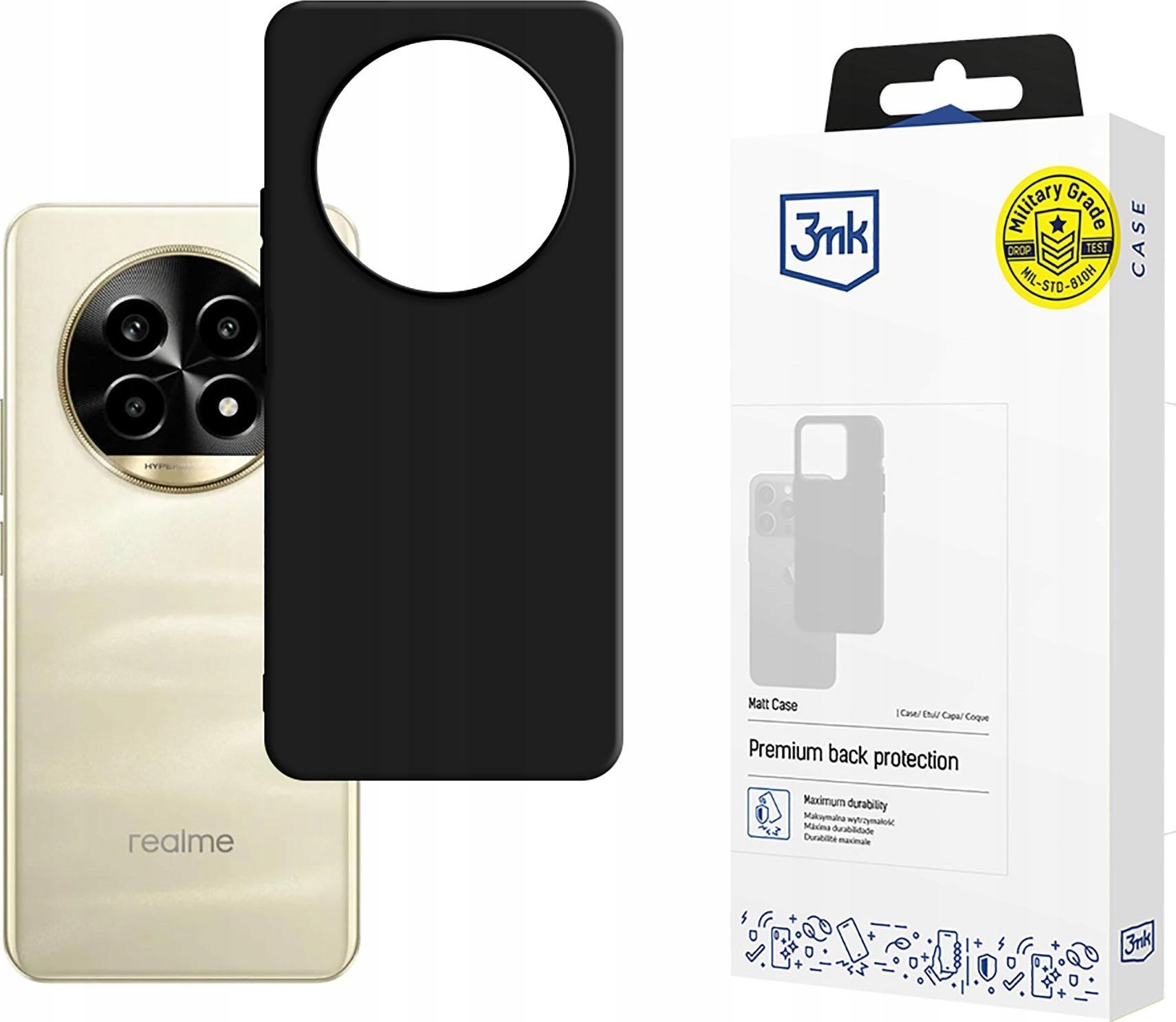 Mbulesë telefoni 3mk Matte Case për Realme 13 Pro+ 5G dhe Realme 13 Pro 5G, TPU, e zezë