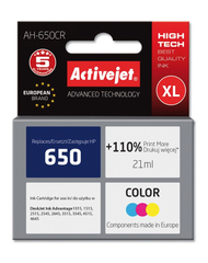 Ngjyrë për printer Activejet AH-650CR (zëvendësim për HP 650 CZ102AE), 21 ml, e kaltër / vjollcë /  e verdhë