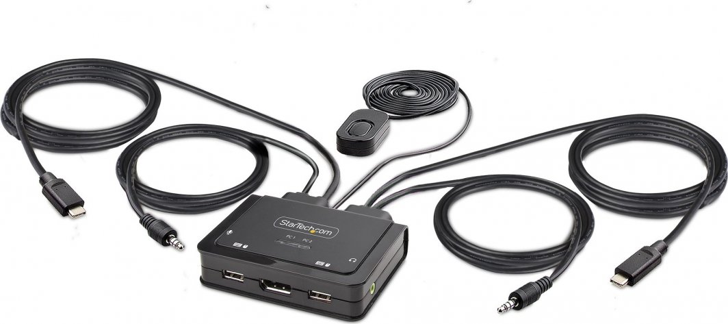 Ndërprerës KVM StarTech.com, 2 porta USB C, 4K 60Hz, DisplayPort, i zi