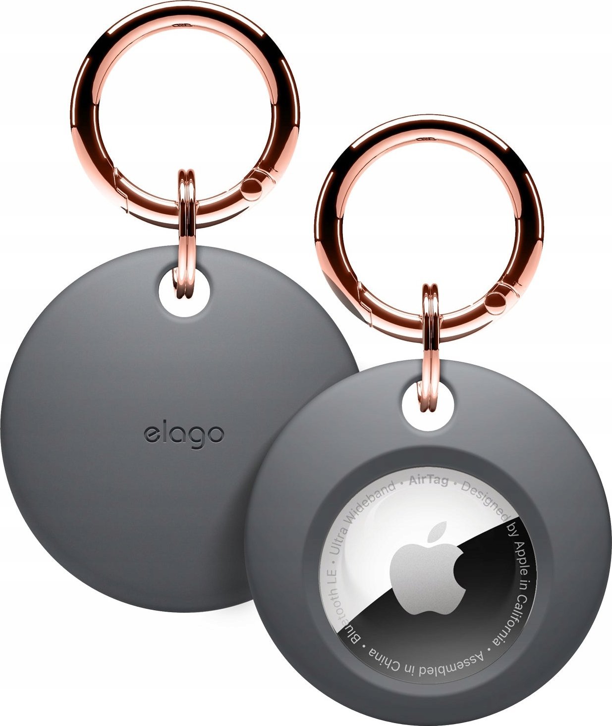 Mbajtëse çelësash Elago Basic për AirTag, silikon premium, dizajn i hollë, e zezë