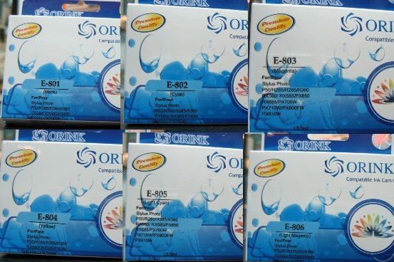 Kartuçë boje Orink Epson T0801, zëvendësuese, 15 ml, e zezë