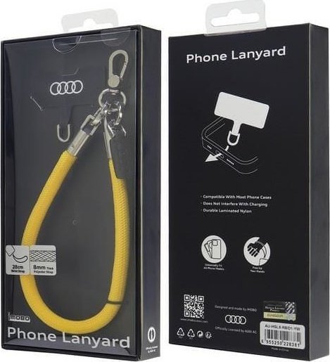 Varg telefoni Audi Universal Phone Lanyard 28cm, 8mm, i zi e verdhë