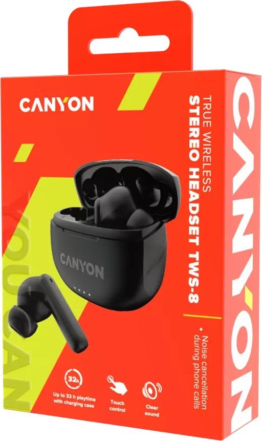 Kufje pa tela Canyon TWS-8, True Wireless, Bluetooth, të zeza