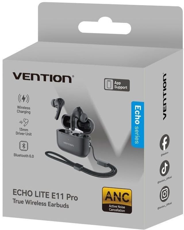 Kufje zyre Vention Echo Lite E11 Pro, Bluetooth 5.3, pa tel, të zeza