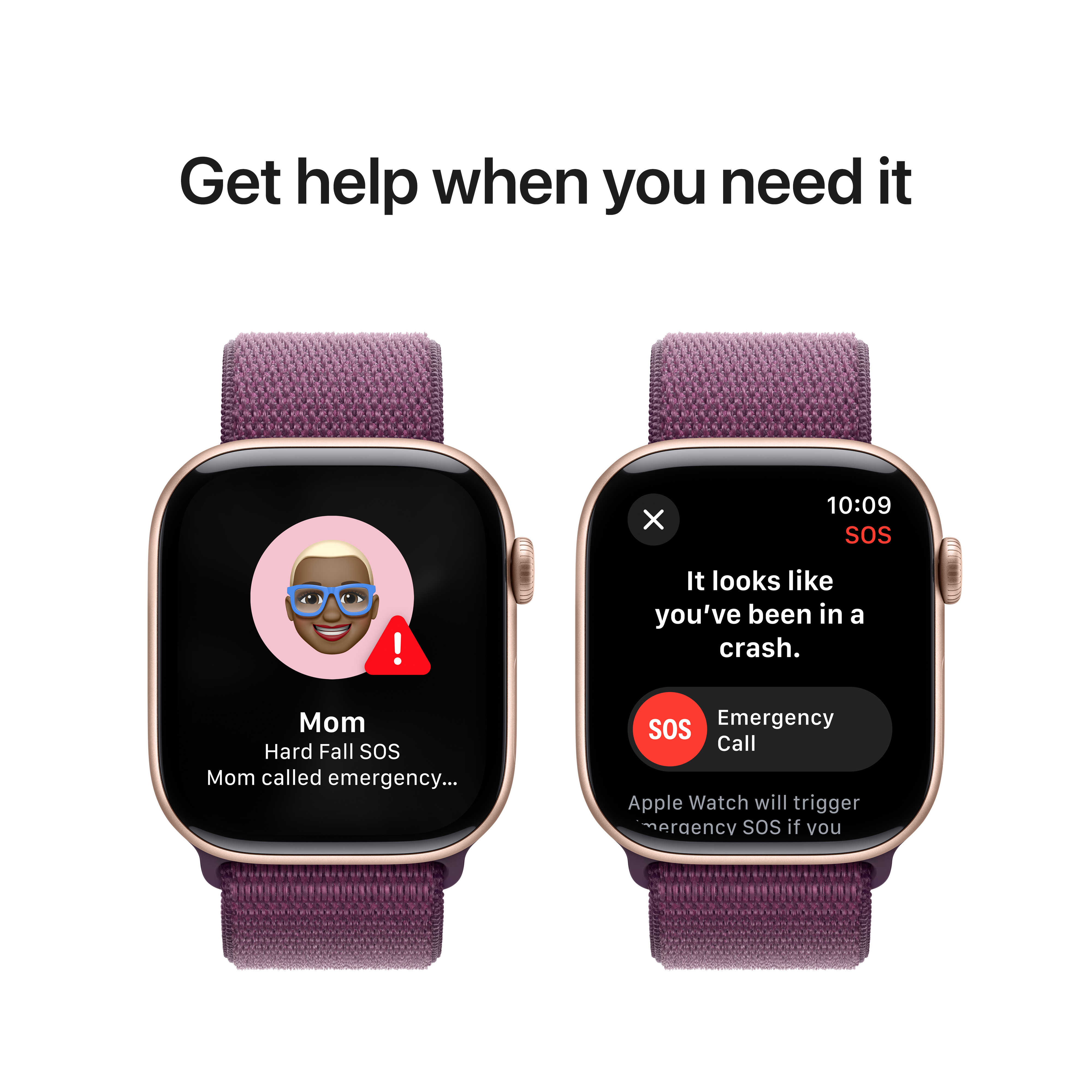 Apple Watch Series 10 GPS, 46mm, Rose Gold Aluminum Case with Plum Sport Loop