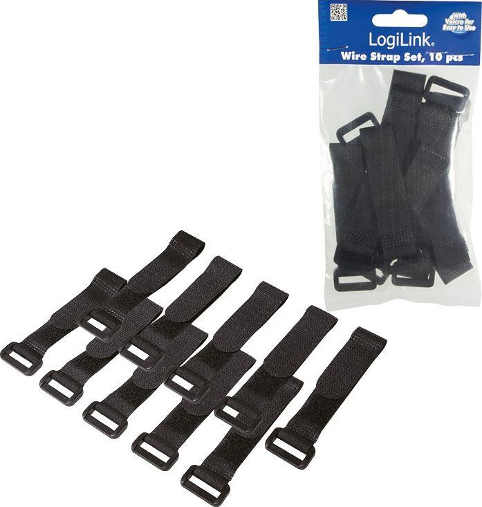 Set rripash për kabllo LogiLink KAB0056, Velcro, 10 copë, të zinj