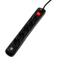 Shtepshtrirje Spacer Ciabatta PP-5-18B-USB, 5 dalje, 1.8m, e zezë