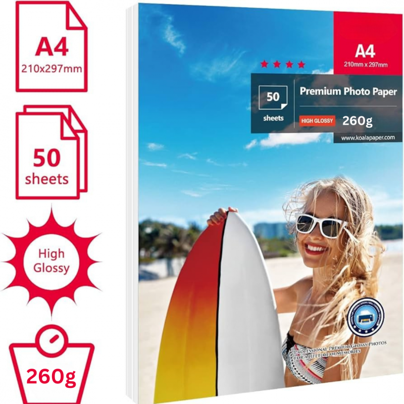 Glossy Photo Paper A4 (21x30cm) - 50Sheets