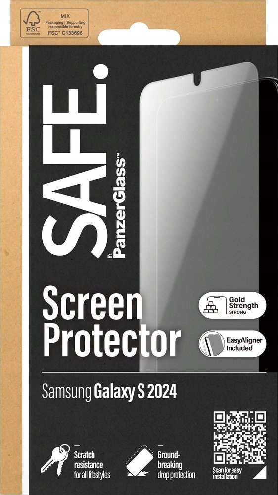 Mbrojtëse ekrani PanzerGlass SAFE për Samsung Galaxy S24, Ultra Wide Fit, transparente