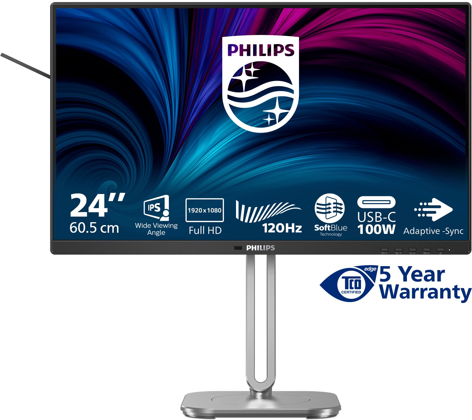 Monitor Philips 4000 Series 24B2U4301/00, 23.8", Full HD, gri