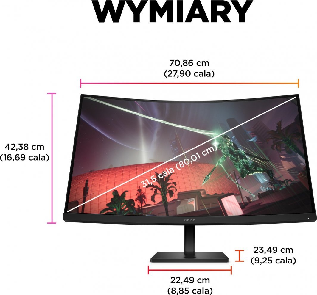 Monitor HP Omen 32c, 32", 2560 x 1440 (WQHD), i zi