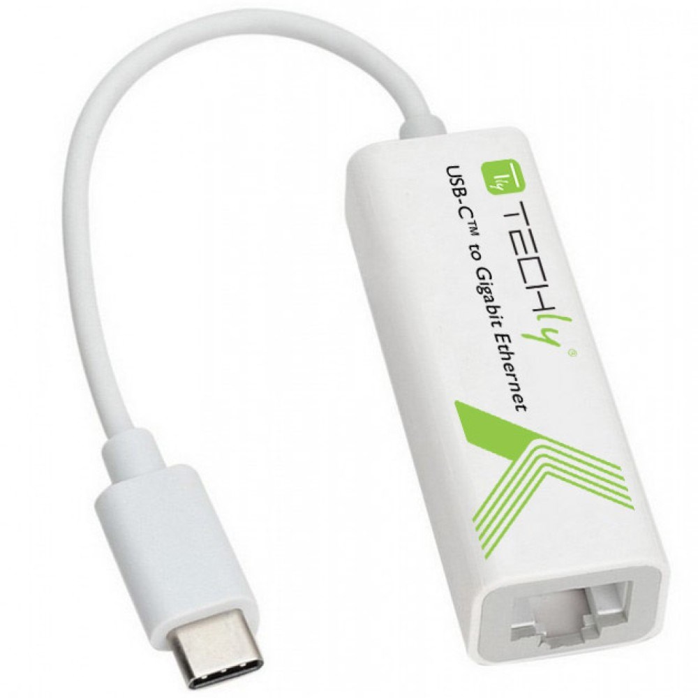 Përshtatës Techly USB 3.1 Type-C në Gigabit Ethernet, i bardhë