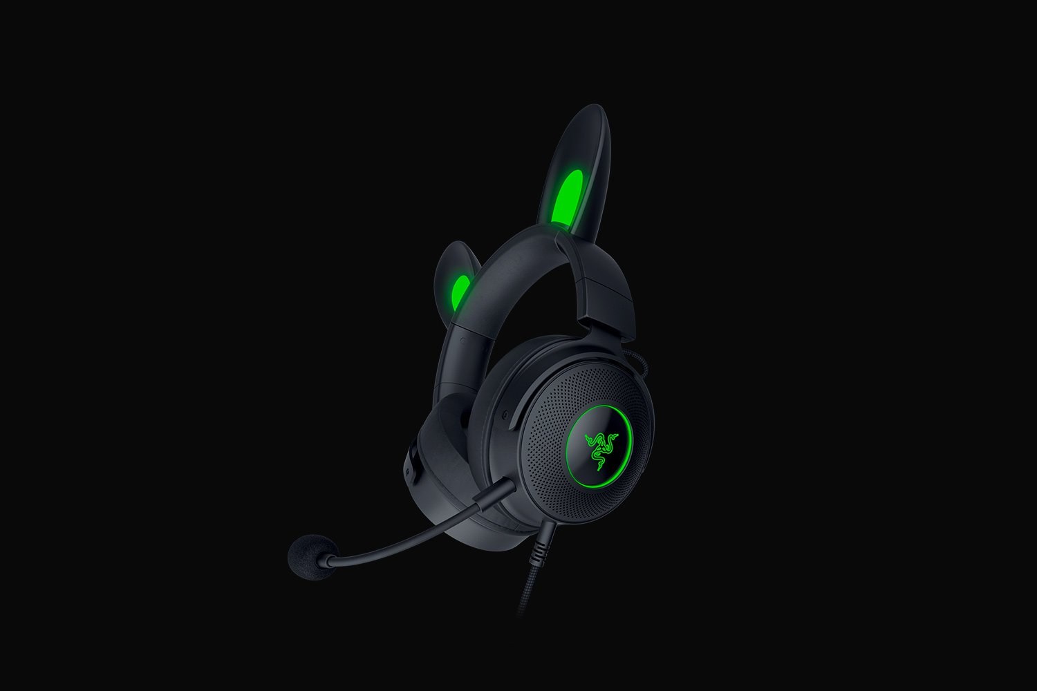 Слушалки Razer Kraken V2 Pro Kitty Edition, жични, црни