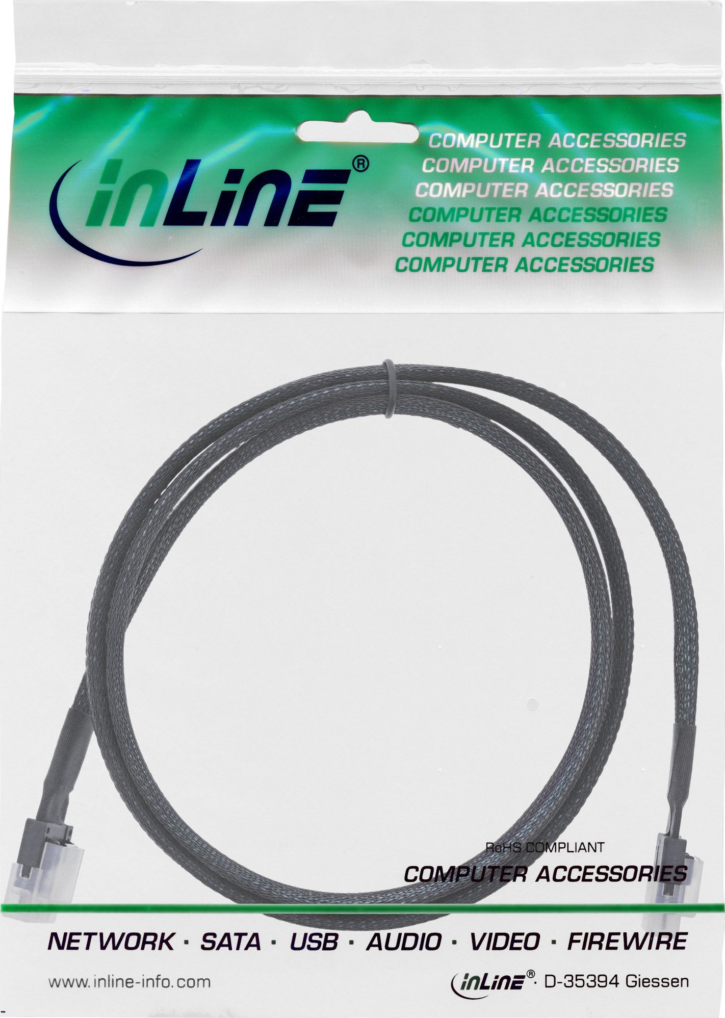 Kabllo InLine Slim SAS, SFF-8654 në SFF-8654, 24Gb/s, 1m