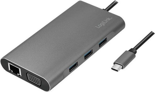 Docking station LogiLink UA0383, USB C 10 in 1, Power Delivery, argjendtë
