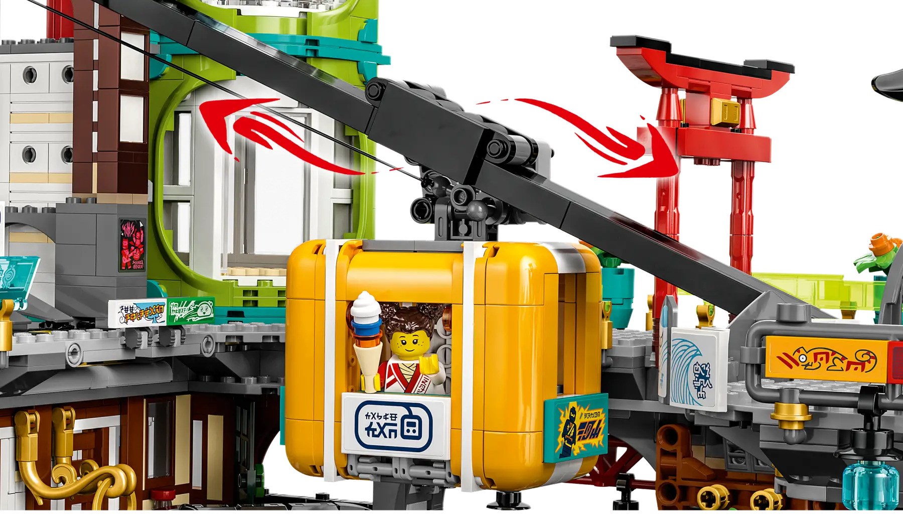 Set lodër LEGO NINJAGO City Markets, 21 minifigura, 4 kate, shumëngjyrësh