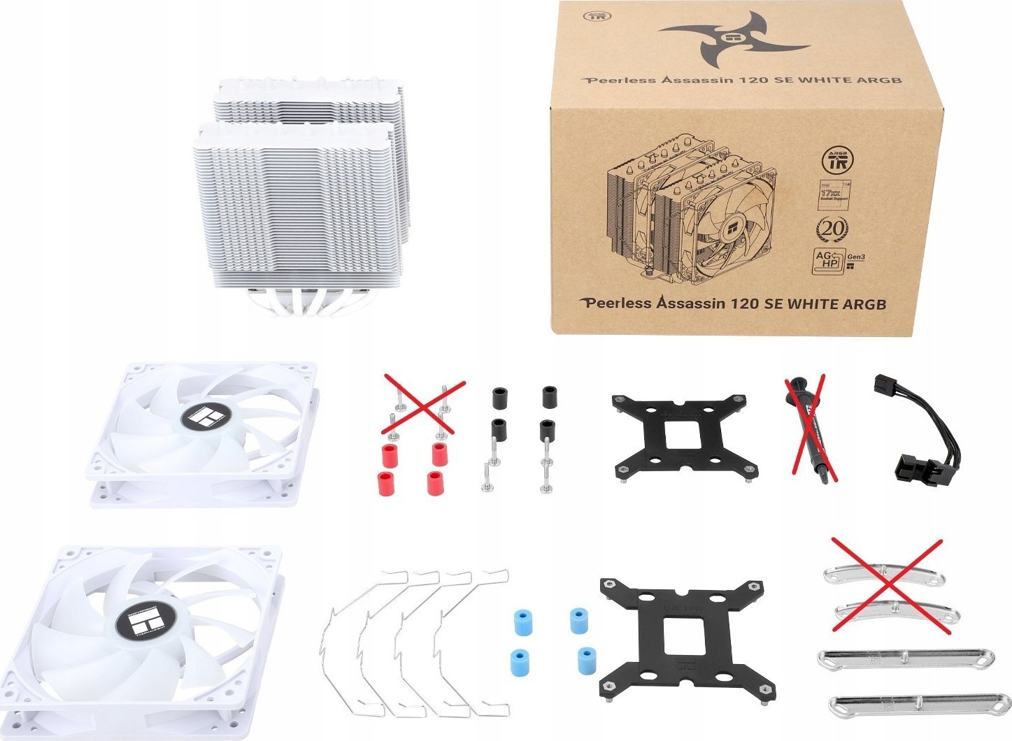 Ладилник за процесор Thermalright Peerless Assassin 120 SE ARGB, двоен кула-дизајн, 2x 120mm, бел
