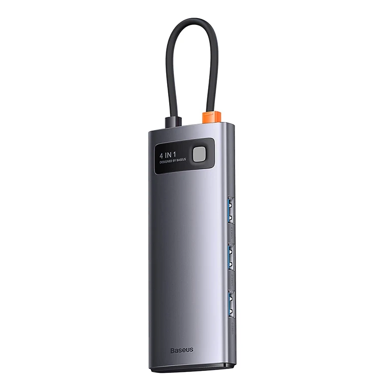 Hub i jashtëm Baseus Metal Gleam, 4x USB 3.0, USB-C, gri