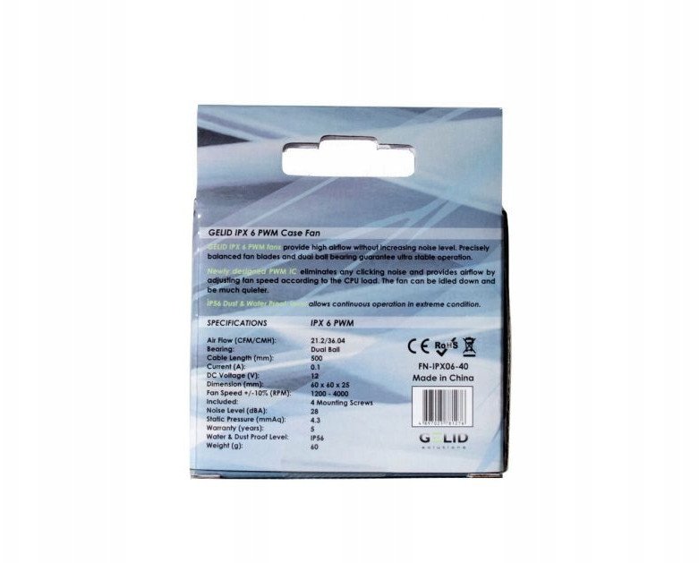 Индустриски вентилатор Gelid FN-IPX06-40, 60mm, PWM, IP56