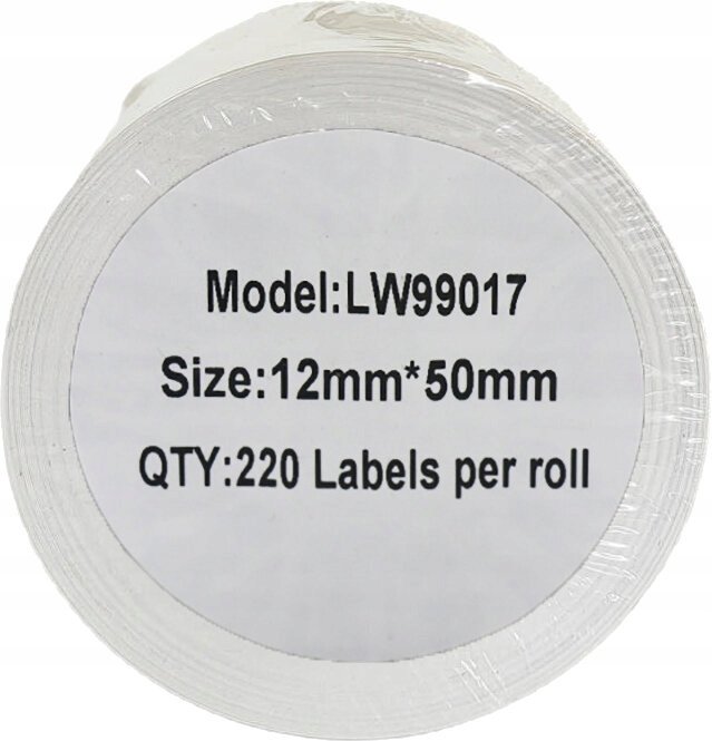 Etiketa ngjitëse DYMO LW 99017, 12mm x 50mm, 220 copë, bardhë me të zezë