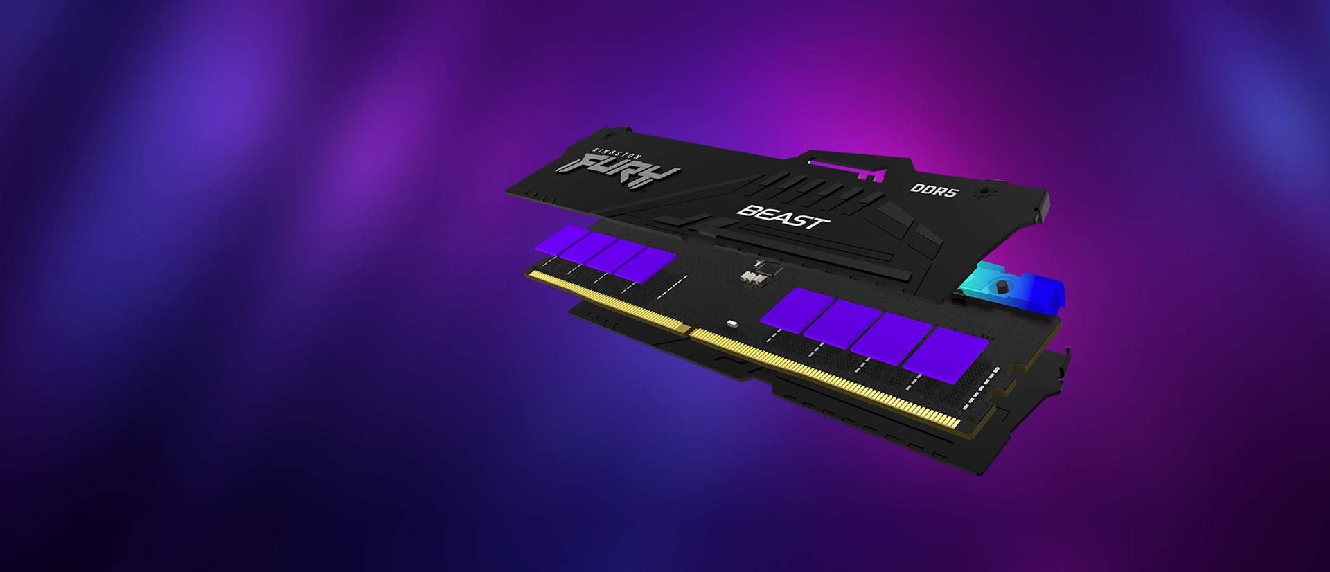 RAM desktop Kingston FURY Beast, 32GB DDR5, 6000MT/s, RGB, i zi